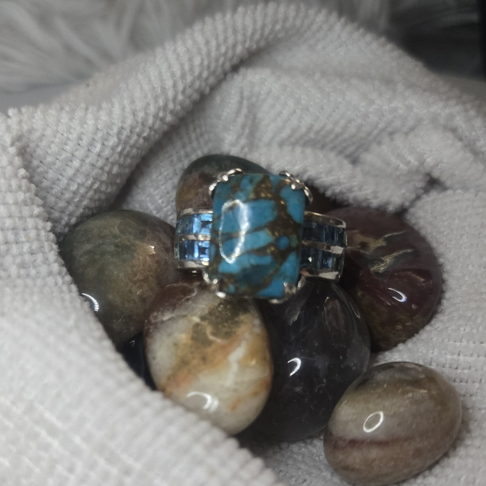Sterling Turquoise And Blue Topaz Ring